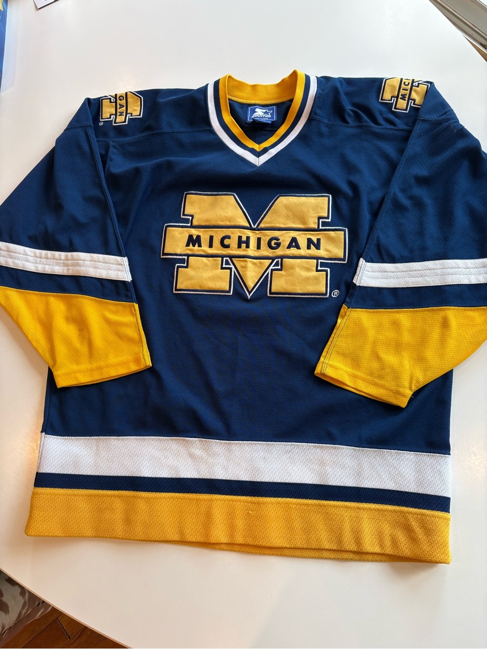 STARTER Michigan Hockey Jersey - Navy & Maize